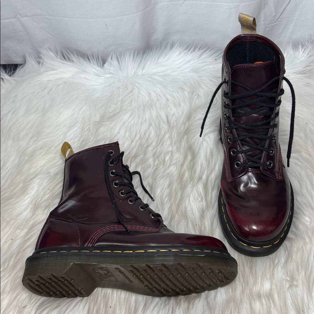 Dr. Martens 1460Vegan Leather Dark Red Combat Boots Sz 6 - Picture 5 of 8
